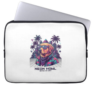 Neon Howl Retro K9 Unit Hond Zonnebril Palmboom_1 Laptop Sleeve