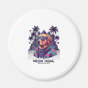 Neon Howl Retro K9 Unit Hond Zonnebril Palmboom_1 Magneet