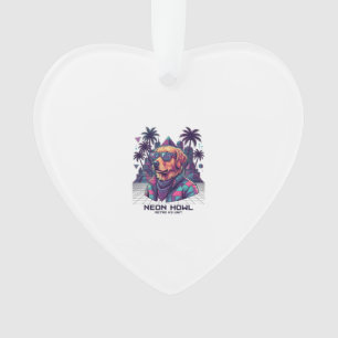 Neon Howl Retro K9 Unit Hond Zonnebril Palmboom_1 Ornament