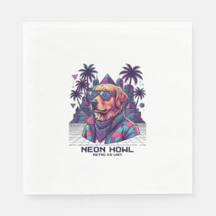 Neon Howl Retro K9 Unit Hond Zonnebril Palmboom_1 Servet