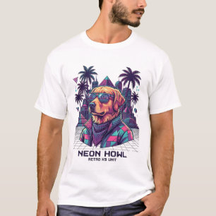 Neon Howl Retro K9 Unit Hond Zonnebril Palmboom_1 T-shirt