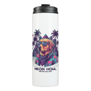 Neon Howl Retro K9 Unit Hond Zonnebril Palmboom_1 Thermosbeker