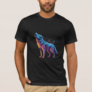 Neon Huilende Wolf – Geometrische Geest T-shirt