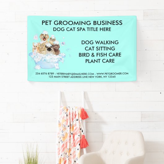 Neon huisdier grooming zittende hond kat spa baden spandoek (Insitu)