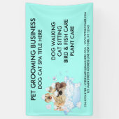 Neon huisdier grooming zittende hond kat spa baden spandoek (Verticaal)