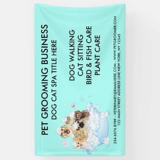 Neon huisdier grooming zittende hond kat spa baden spandoek (Verticaal)