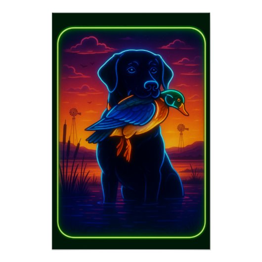 Neon Hunting Dog Poster (Voorkant)