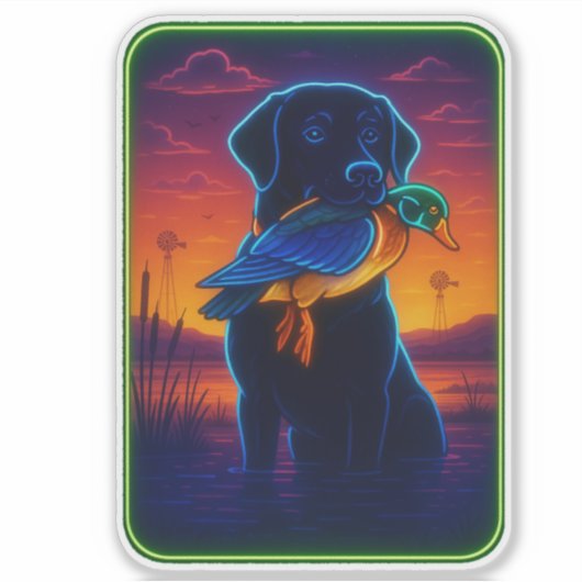 Neon Hunting Dog Sticker (Voorkant)