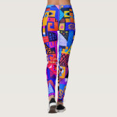 Neon Hyper Verzadigde Folk Art Quilt Leggings (Achterkant)
