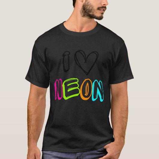 Neon I Hart Neon ZWART T-shirt (Voorkant)