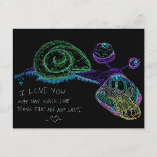 Neon I Love You Snail Briefkaart