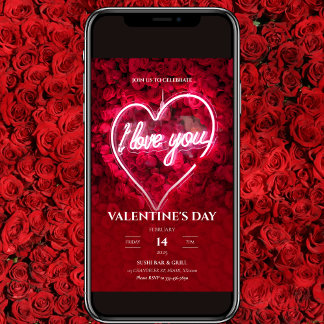Neon I Love You Valentijnsdag Invitation Kaart