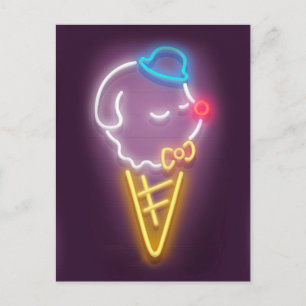 Neon Ice Cream Dog Aankondigingskaart