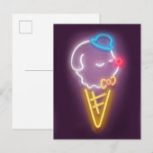 Neon Ice Cream Dog Aankondigingskaart (Voorkant / Achterkant)