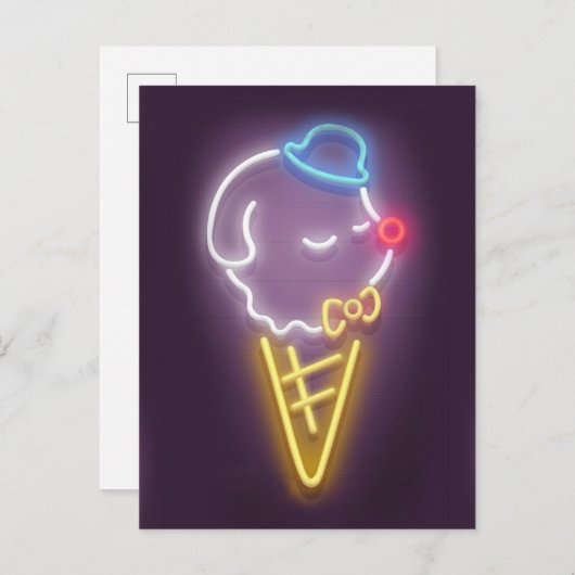 Neon Ice Cream Dog Aankondigingskaart (Voorkant / Achterkant)