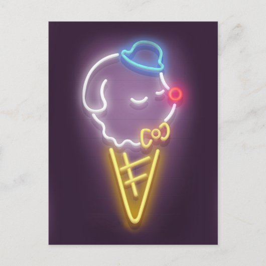 Neon Ice Cream Dog Aankondigingskaart (Voorkant)