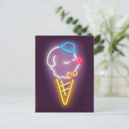 Neon Ice Cream Dog Aankondigingskaart