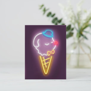 Neon Ice Cream Dog Aankondigingskaart