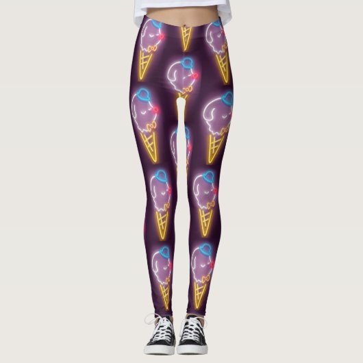 Neon Ice Cream Dog Leggings (Voorkant)