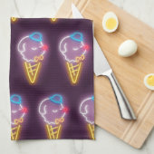 Neon Ice Cream Dog Theedoek (Quarter Fold)