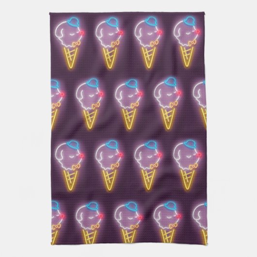 Neon Ice Cream Dog Theedoek (Verticaal)