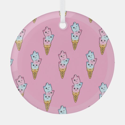 Neon Ice Cream: Stadsplezier van Kinderen. Glas Ornament (Voorkant)