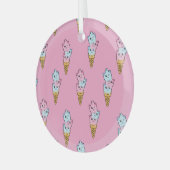 Neon Ice Cream: Stadsplezier van Kinderen. Glas Ornament (Voorkant links)