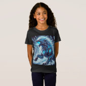 Neon Ice Dragon-Wolf T-shirt T-Shirt Design. (Voorkant volledig)