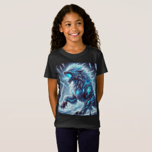 Neon Ice Dragon-Wolf T-shirt T-Shirt Design.