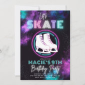 Neon Ice Skating Invitation | Ice Skateday Kaart (Voorkant)