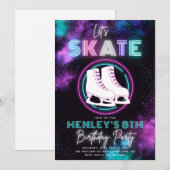 Neon Ice Skating Invitation | Ice Skateday Kaart (Voorkant / Achterkant)