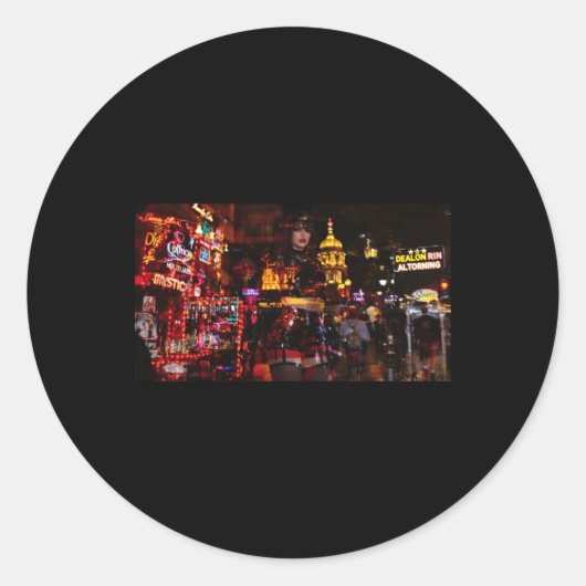 Neon-illusie tussen realiteit en fantasy-Sticker Ronde Sticker (Voorkant)