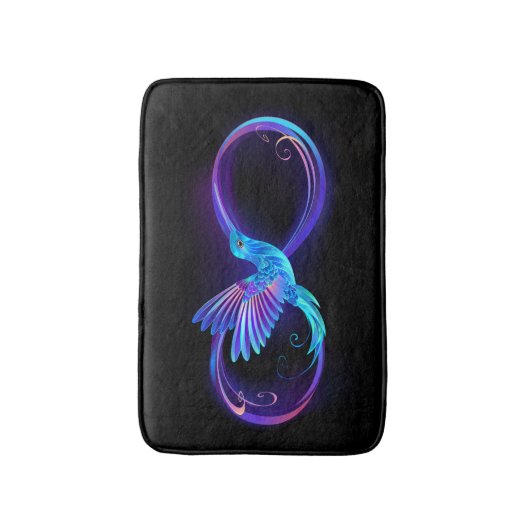 Neon Infinity Symbol with Glowing Hummingbird Badmat (Voorkant Verticaal)