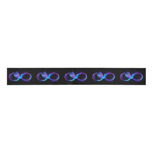 Neon Infinity Symbol with Glowing Hummingbird Grosgrain Lint (Voorkant)