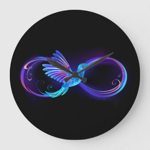 Neon Infinity Symbol with Glowing Hummingbird Grote Klok