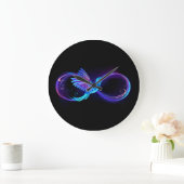 Neon Infinity Symbol with Glowing Hummingbird Grote Klok (Huis)