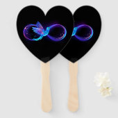 Neon Infinity Symbol with Glowing Hummingbird Handwaaier (Voorkant en achterkant)