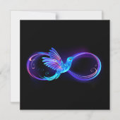 Neon Infinity Symbol with Glowing Hummingbird Magnetische Uitnodiging (Voorkant)