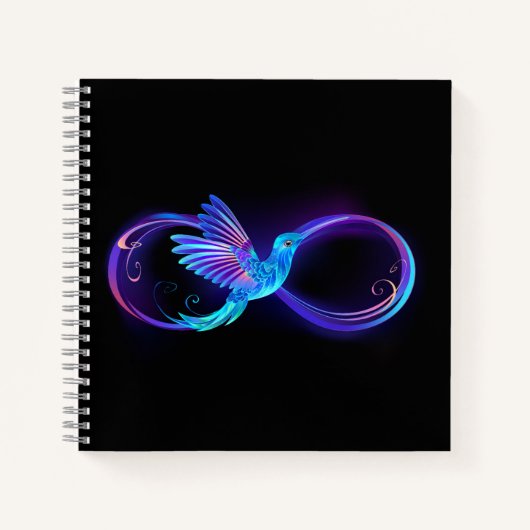 Neon Infinity Symbol with Glowing Hummingbird Notitieboek (Voorkant)