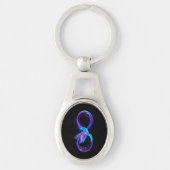 Neon Infinity Symbol with Glowing Hummingbird Sleutelhanger (Voorkant)