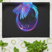 Neon Infinity Symbol with Glowing Hummingbird Theedoek (Gevouwen)