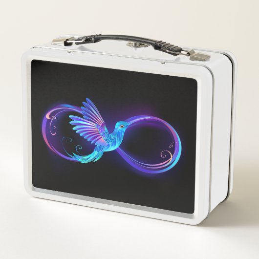 Neon Infinity Symbool met gloeiende Hummingbird (Achterkant)
