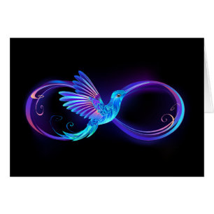 Neon Infinity Symbool met gloeiende Hummingbird