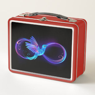 Neon Infinity Symbool met gloeiende Hummingbird