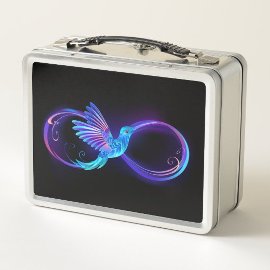 Neon Infinity Symbool met gloeiende Hummingbird (Achterkant)