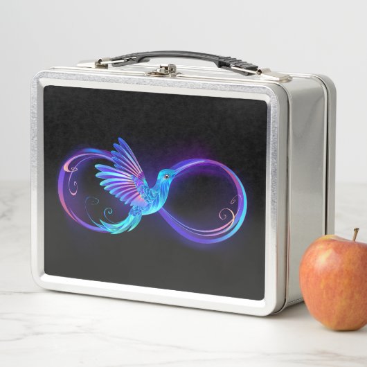 Neon Infinity Symbool met gloeiende Hummingbird (In situ)