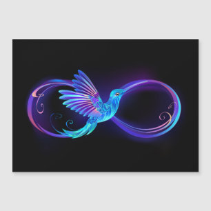 Neon Infinity Symbool met gloeiende Hummingbird