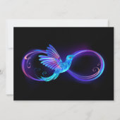 Neon Infinity Symbool met gloeiende Hummingbird Aankondiging (Voorkant)