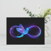 Neon Infinity Symbool met gloeiende Hummingbird Aankondiging (Staand voorkant)