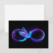 Neon Infinity Symbool met gloeiende Hummingbird Aankondiging (Voorkant / Achterkant)